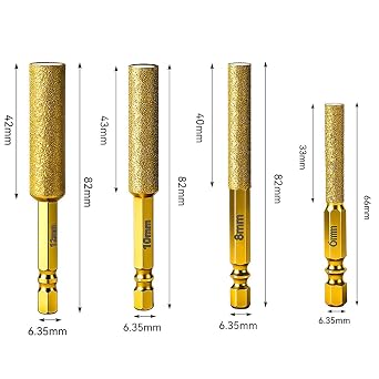 4PCS 2-in-1 Hexagonal Shank Brazing Dry Drilling Specialized Hole Opener, Diamonds Cores Drill Bits, Dry Diamond Core Drill Bits, Porcelain Tile Drill Bit, Diamond Drill Bit for Metal, Tile (Gold)