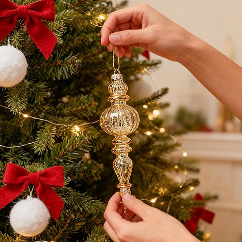 Miniatura 60 de DN DECONATION Deep Red Glass Christmas Ornaments, Set of 9, 3.15' Hanging Christmas Baubles for Xmas Tree Decoration, Wedding Party Gift