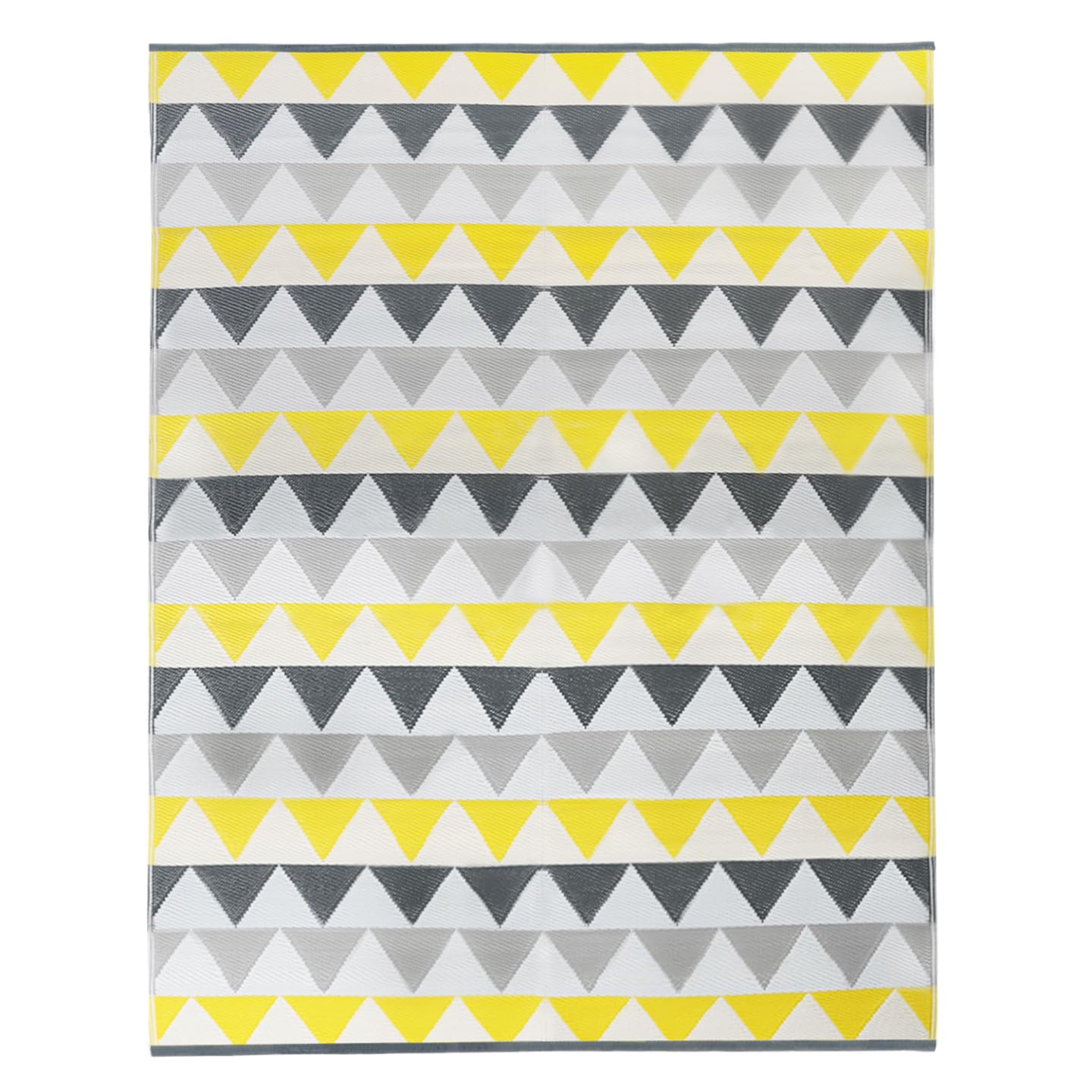 IDMarket - Tapis extérieur Sari Triangles Gris et Jaune 270 x 370 CM