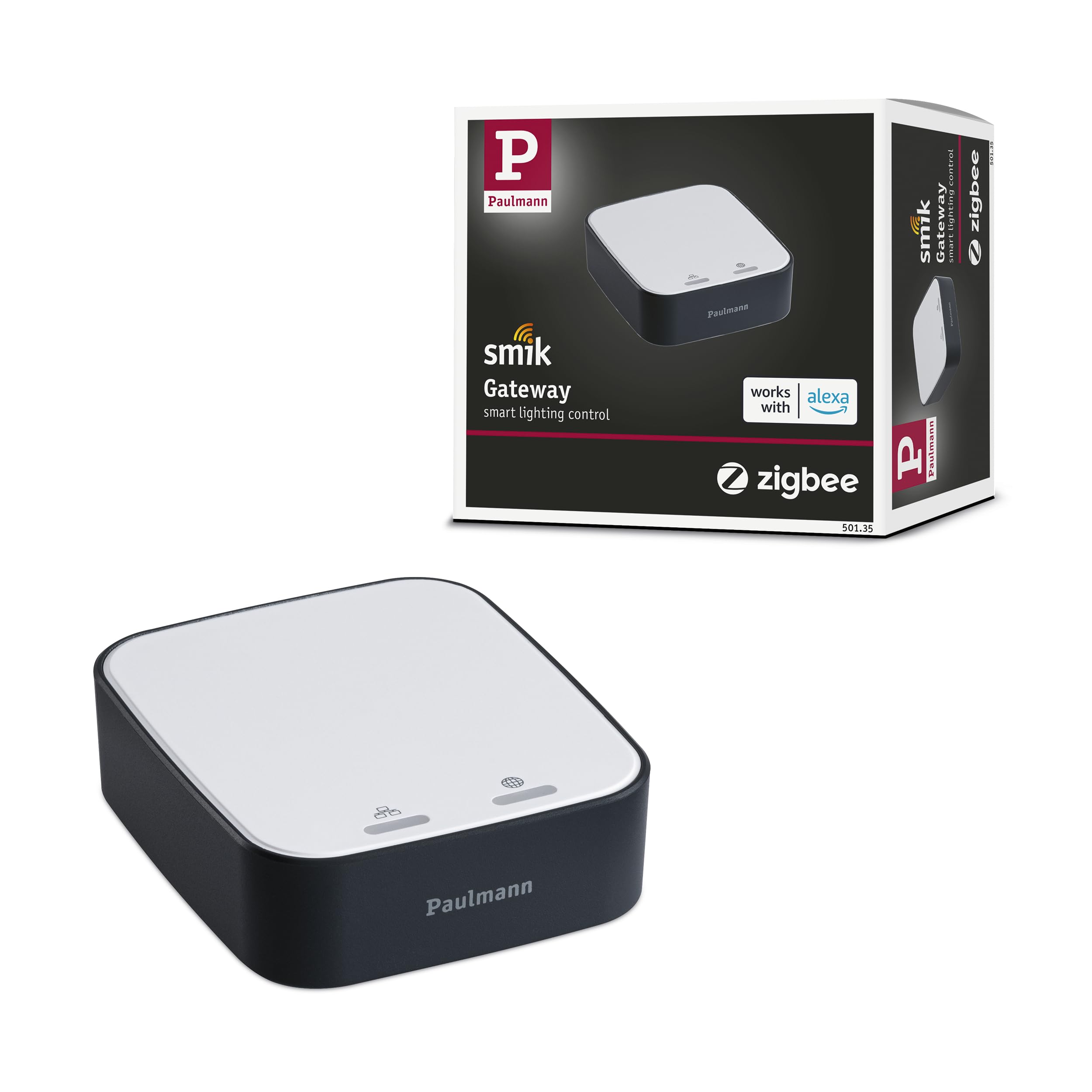 Paulmann 50135 Smart Home Zigbee Gateway Bridge Smik White/Anthracite Plastic Control Center, White, Gray