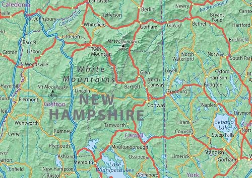 New England Physical Map - 24 x 16 inches – Paper Laminated - Thumbnail 3