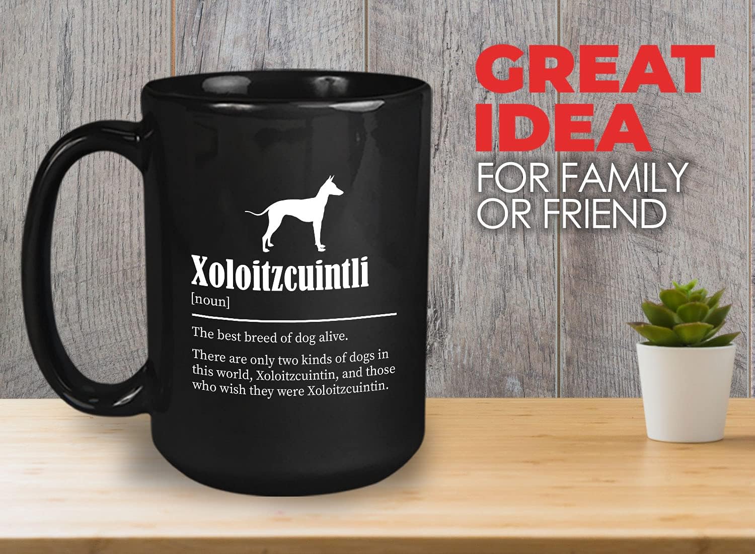 Bubble Hugs Dog Lover Coffee Mug 15oz Black - Xolo - Dog Owner Pet Owner Animal Lover Dog Breed Definition Novelty Sweet Best Pet Poodle Bulldog Shepherd Retriever