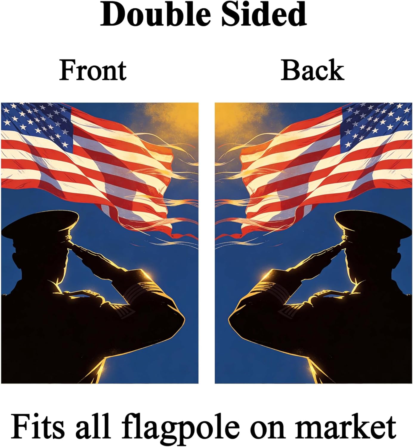 American Flag Veterans Day Soldier Military House Flag 28" x 40" Double Sided, Polyester Memorial Patrotic Army 4th of July Welcome Yard Garden Flag Banners for Patio Lawn Outdoor Home Decor