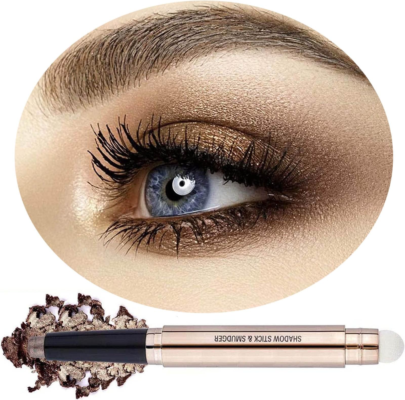18 color eyeshadows stick shimmer,Highlighter waterproof eyeshadow pen,Colour pop eye makeup (Brown shimmer # 07)