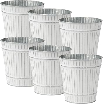 Briful 4.7" Galvanized Tin Planter Galvanized Metal Pail Rustic Decorative Metal Buckets Vintage Style Country Wedding Home Table Centerpiece Decorations Set of 6