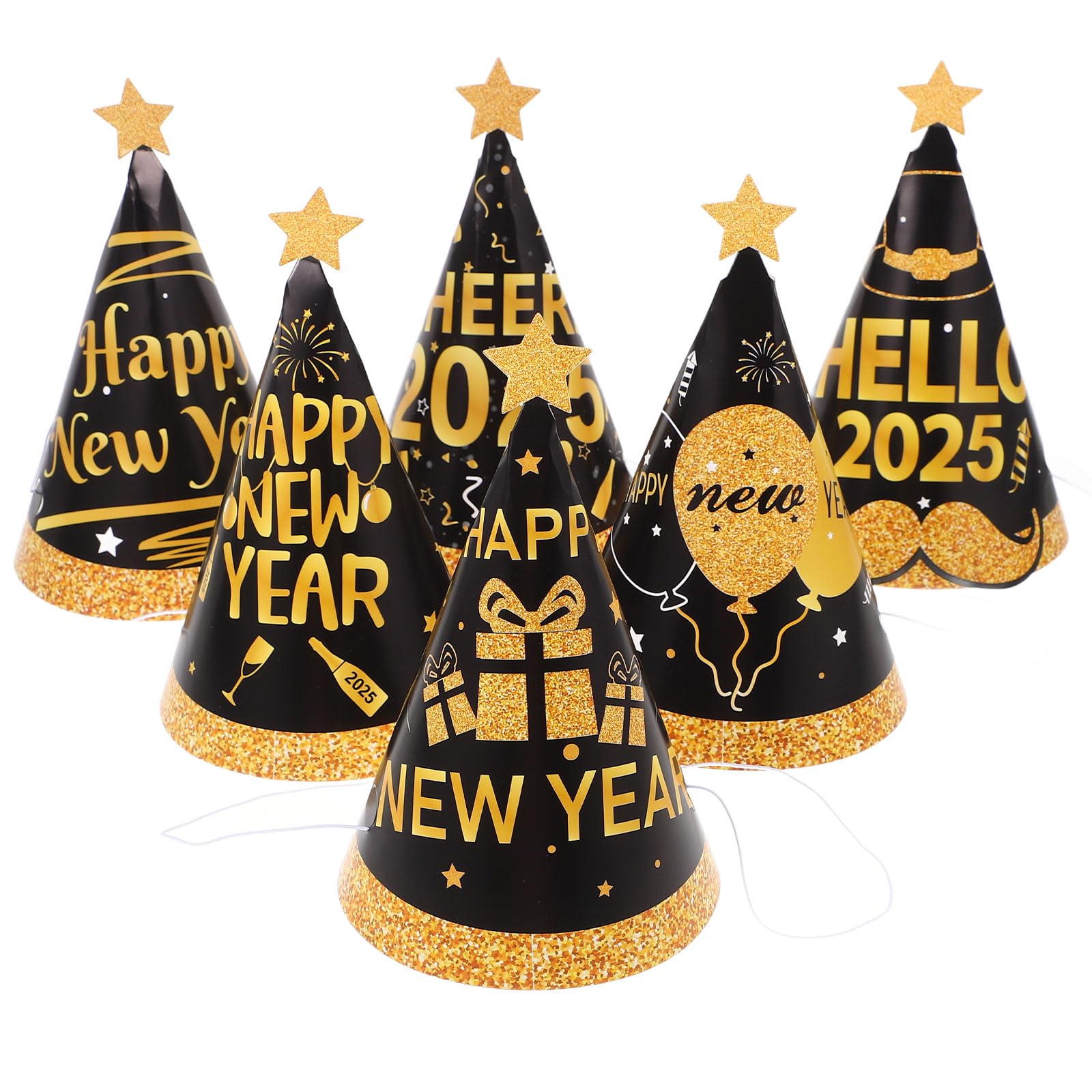 LUOZZY - 24 gorros de fiesta de Año Nuevo para decoración de papel ...