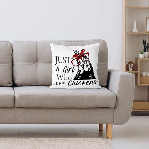 Miniatura 3 de QIYUHOY Just A Girl Who Loves Chickens - Fundas de almohada para el hogar, dormitorio, sala de estar, decoración de habitación de niñas, funda de