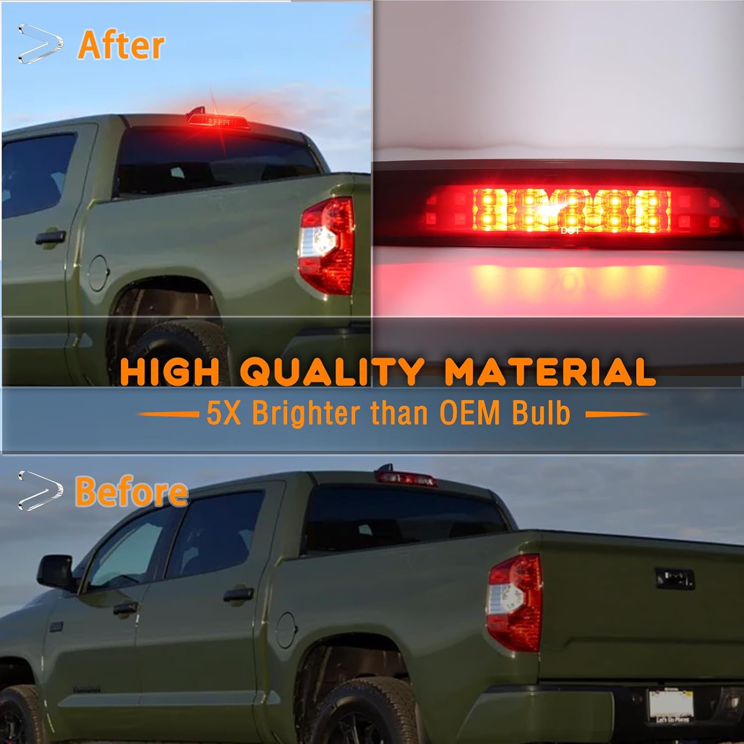 Smoked Lens LED 3rd Third Brake Light Replacement for Toyota Tundra 2007-2020 Pickup Trucks,Roof Cargo Light Center High Mount Stop Lamp Smoked Lens Assembly