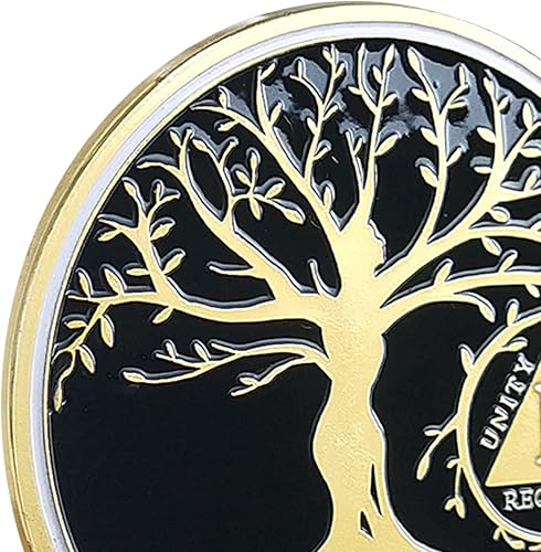 Miniatura 5 de Chip de medallón AA de 1 año, árbol de la vida, fichas de recuperación de oración de serenidad, fichas de aniversario (1 año)