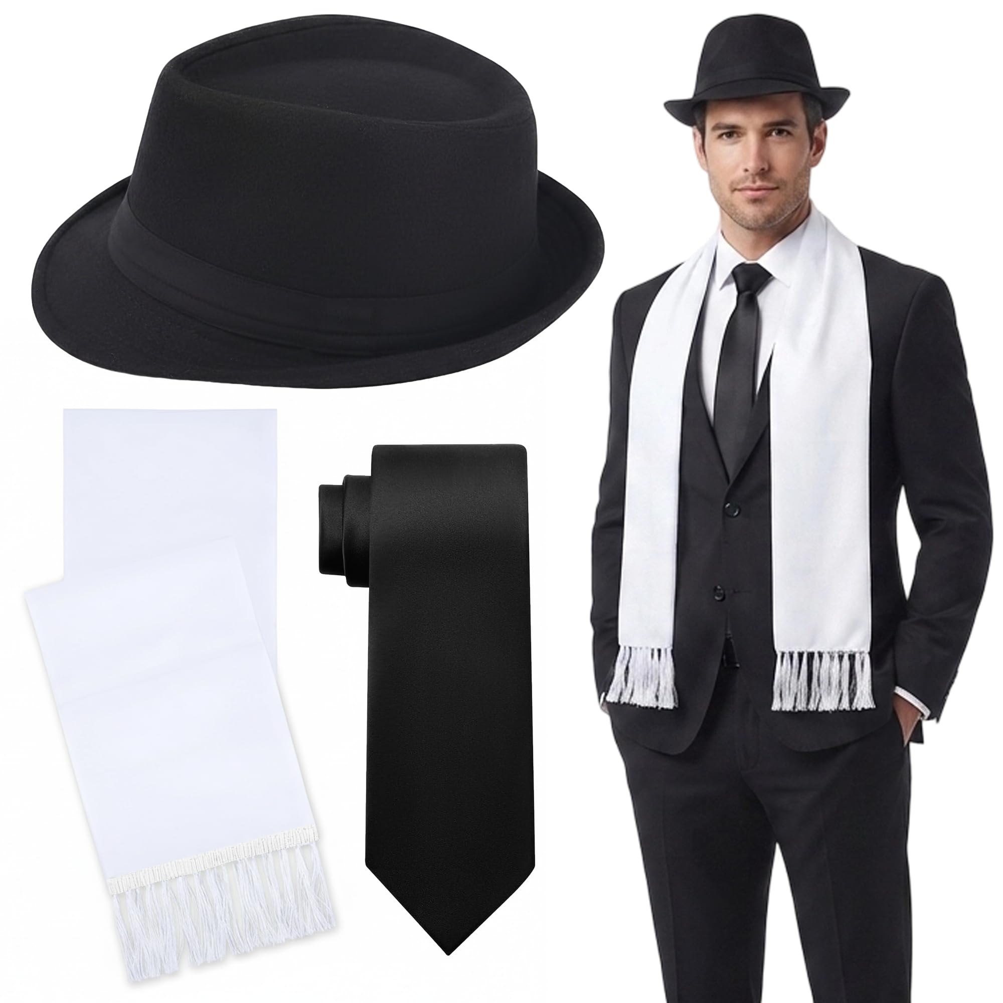 1920s Fancy Dress Accessories Set, Vintage Hat for Theme Party Halloween