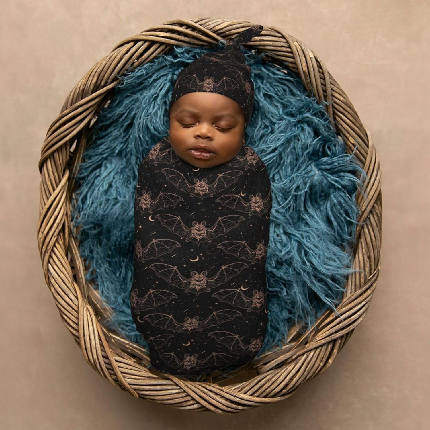 Night Bat Moon Newborn Swaddle Blankets Hat Sets Soft Baby Receiving Blanket Swaddle Sack For Baby Shower Infant Boy Girl Gift - Image 6