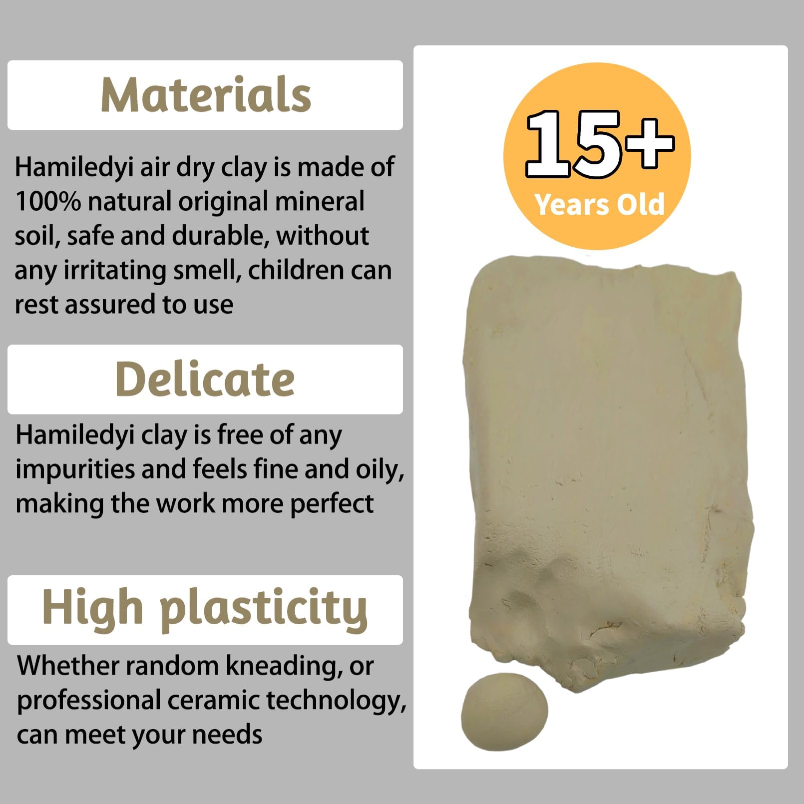 Hamiledyi 6.6 LB Natural Air Dry Clay with 6 Pcs Pottery Tools Self Hardening Oven Bake Sculpting Clay Tool Set All Purpose Modeling Clay for Ceramic DIY Art Class for 15+ Years Old (Dark Yellow)