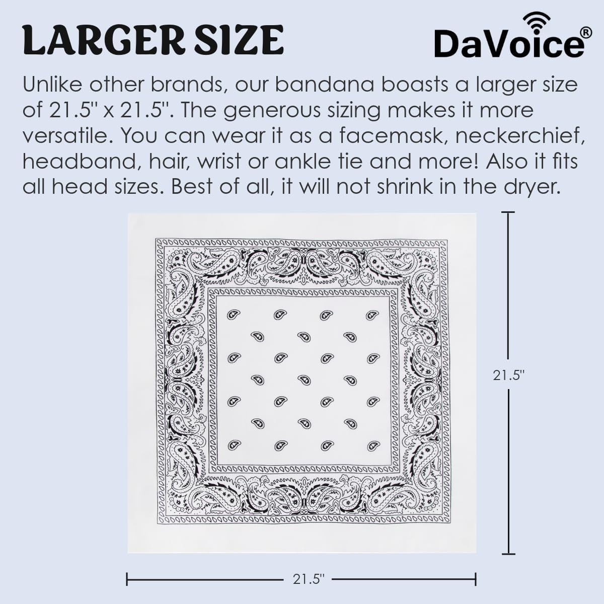 DaVoice Bandana Headband Handkerchiefs Wrap - Head Bandannas for Men & Women - Paisley Cowboy Bandanas Gift Set, 3 Pack Bulk