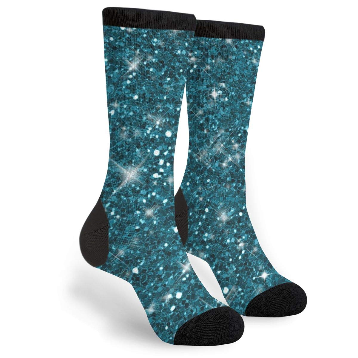 351 Women's Socks 1097 Men Mens Socks Cyan Glitter Calf Crew Socks Thick Cushioned Socks Super Soft Funky Socks For Camping Trekking Climbing