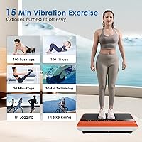 Vista 4 de Vibration Plate Exercise Machine - Whole Body Workout Vibration Platform Lymphatic Drainage Machine for Weight Loss Home Fitness with Resistance