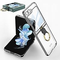 Vista 9 de SHIEID Z Flip 5 - Funda con soporte de anillo, borde galvanizado para Galaxy Z Flip 5, funda protectora delgada con protector de pantalla integrado