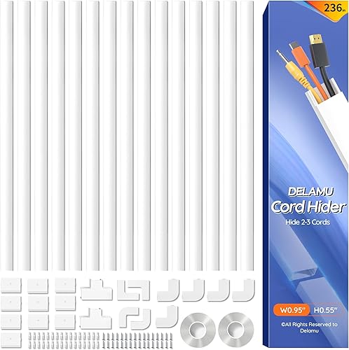 Vista 10 de Delamu Ocultador de cable de 236 pulgadas, kit profesional de cubierta de cables para pared, ocultador de cables de TV para montar en la pared