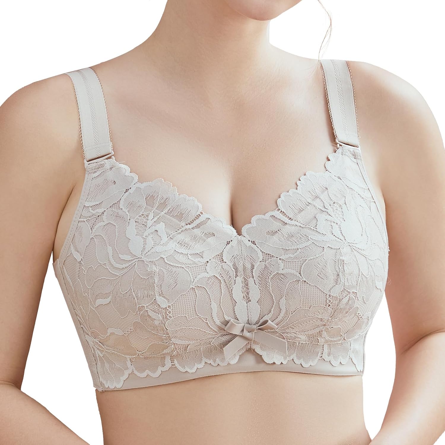 Baetty Wireless Bras for Women Full Coverage Supportive Lightly Lined Cup Lace Bra 4547