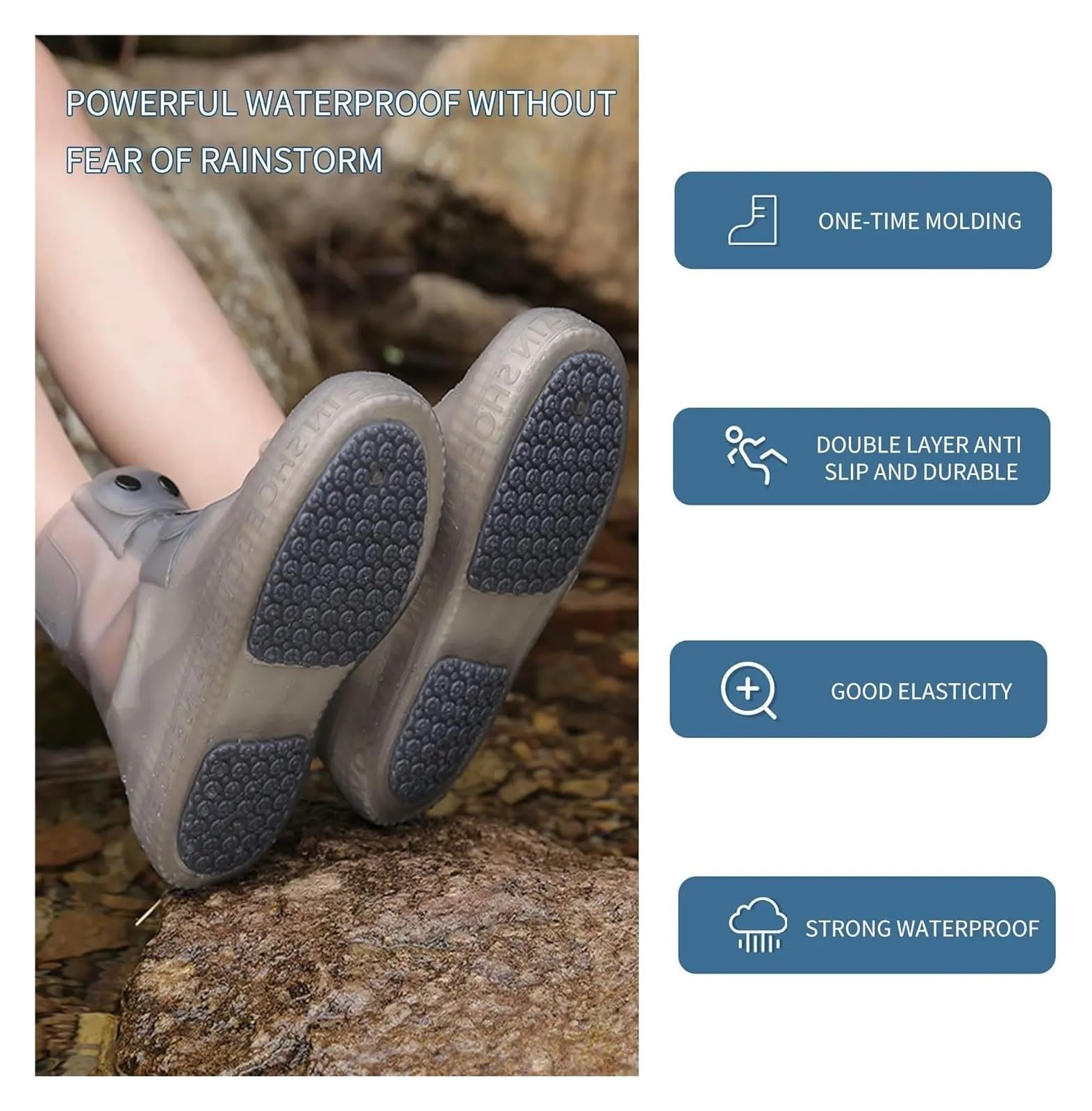 Copriscarpe 1PC Copriscarpe in silicone impermeabile Copriscarpe alti da pioggia Copriscarpe antiscivolo Protettore for esterni Calzature spesse riutilizzabili Adatto Per Strade Fangose E Giorni Di Pi