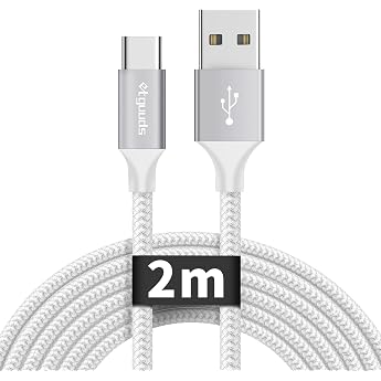 etguuds USB C Cable White 2 m USB A to USB C Charging Cable 3.1 A