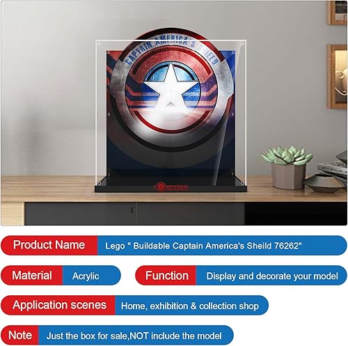 Miniatura 4 de Vitrina acrílica para Lego Captain America's Shield 76262 Kit de modelo para adultos, caja de exhibición a prueba de polvo, placa acrílica