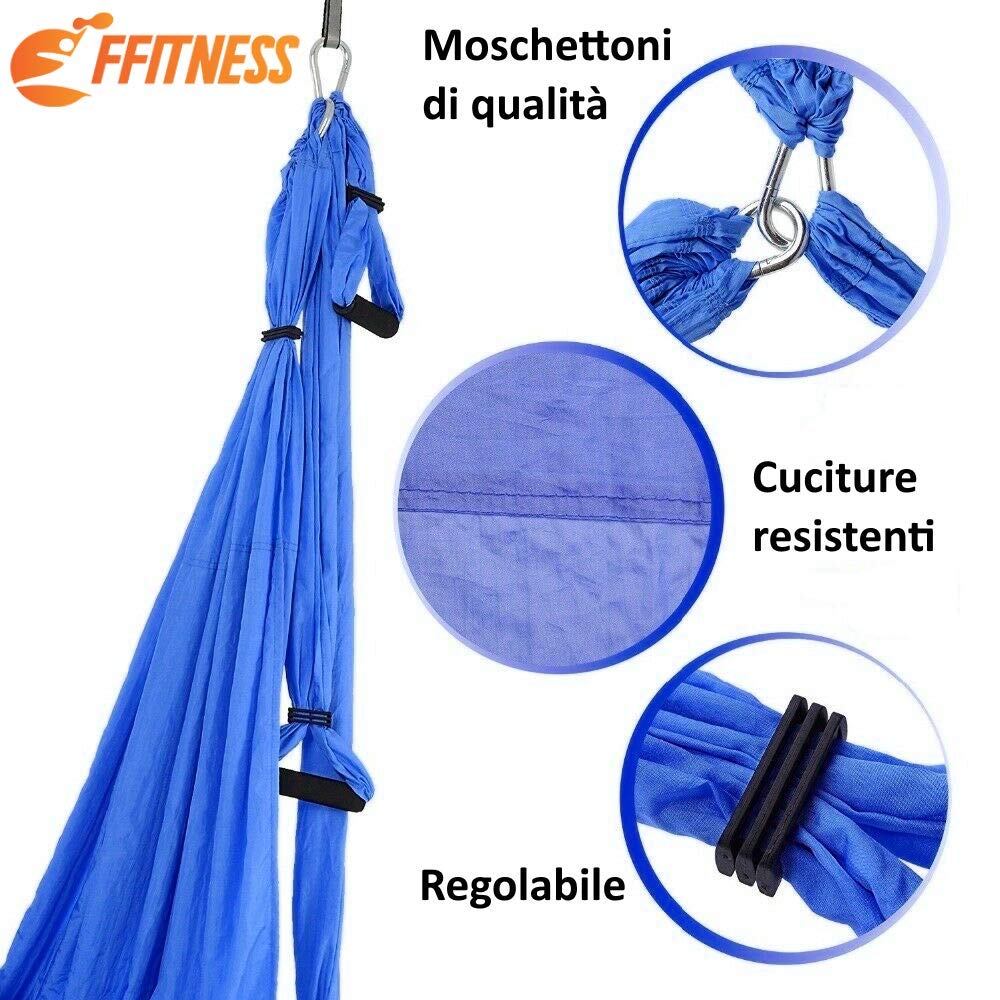 FITNESS Altalena Yoga | Yoga Swing antigravità | Amaca Aerea per Asana Yoga in Materiale Super resistentie - Nylon taffettà 210T