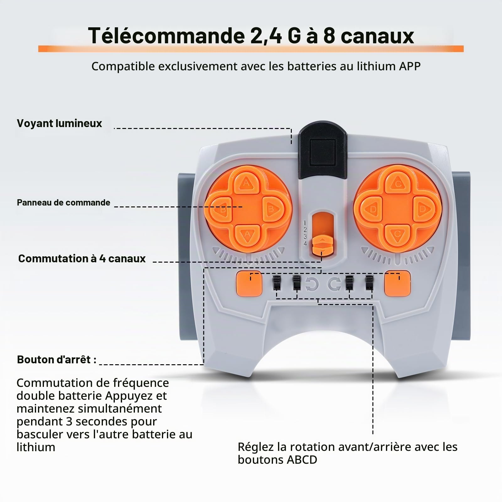 Lot de 11 Servomoteurs Électriques Kit, avec L Moteur, Télécommande 2,4 GHz, Boîtier de Piles, Câble d’Extension, Câble LED, Compatible avec les Multi-Modèles de Blocs de Construction