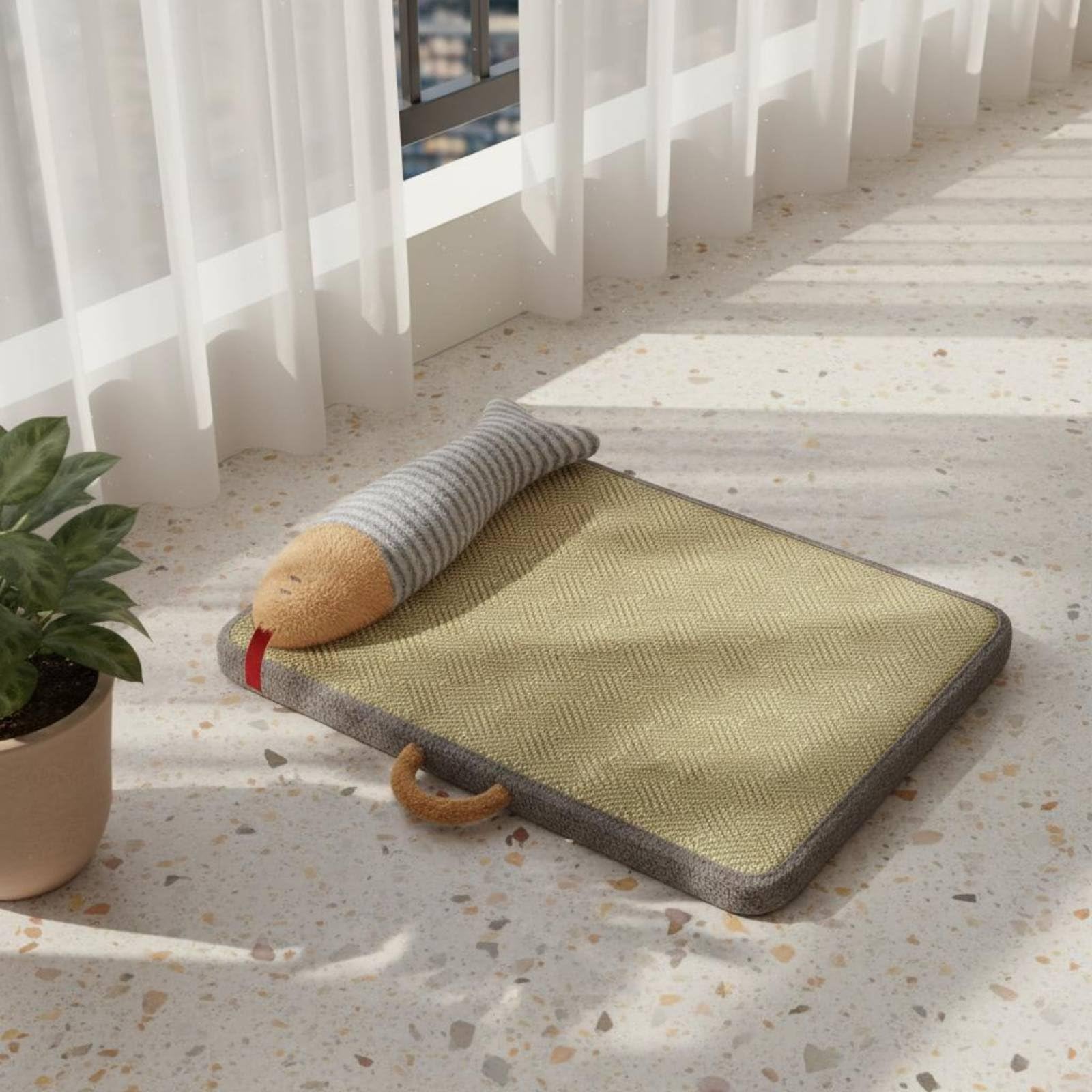 Rattan-Kühlmatte für Tiere, Selbstkühlend Sommer-Schlafmatte