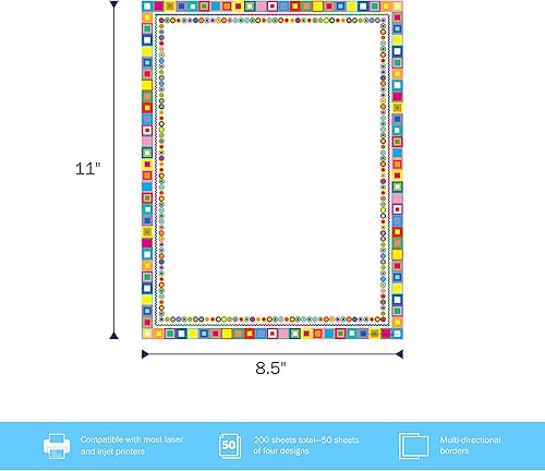 Miniatura 2 de Barker Creek Juego de papel para computadora de diseño, juego de ranura en el juego, 8.5 x 11 pulgadas, juego de papel decorativo para impresora,