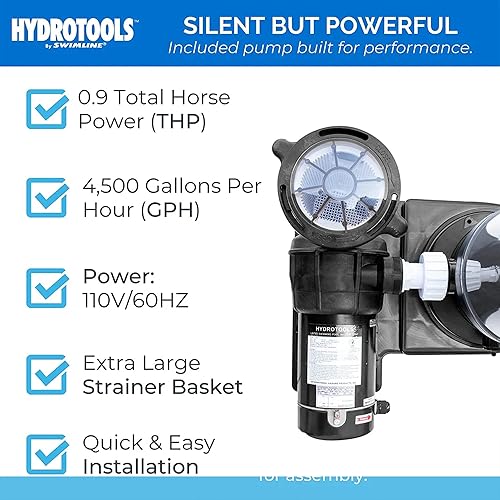 Miniatura 6 de HYDROTOOLS - Bombas de filtro de piscina con cartucho para piscina sobre el suelo y enterrada  Sistemas de limpieza de 8-100 SF con bombas 13 - 1 HP