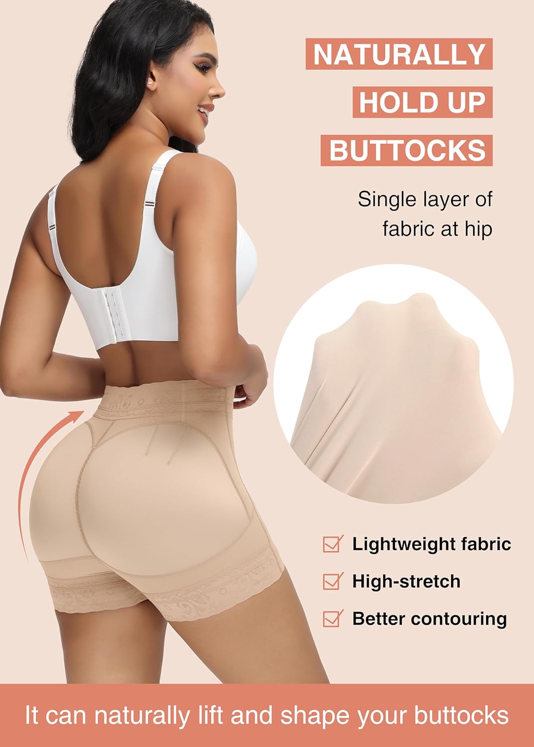 SHAPSHE Butt Lifting Shapewear for Women Tummy Control Body Shaper Shorts Slimmer Flat Tummy Butt Shaper Panties - Image 3