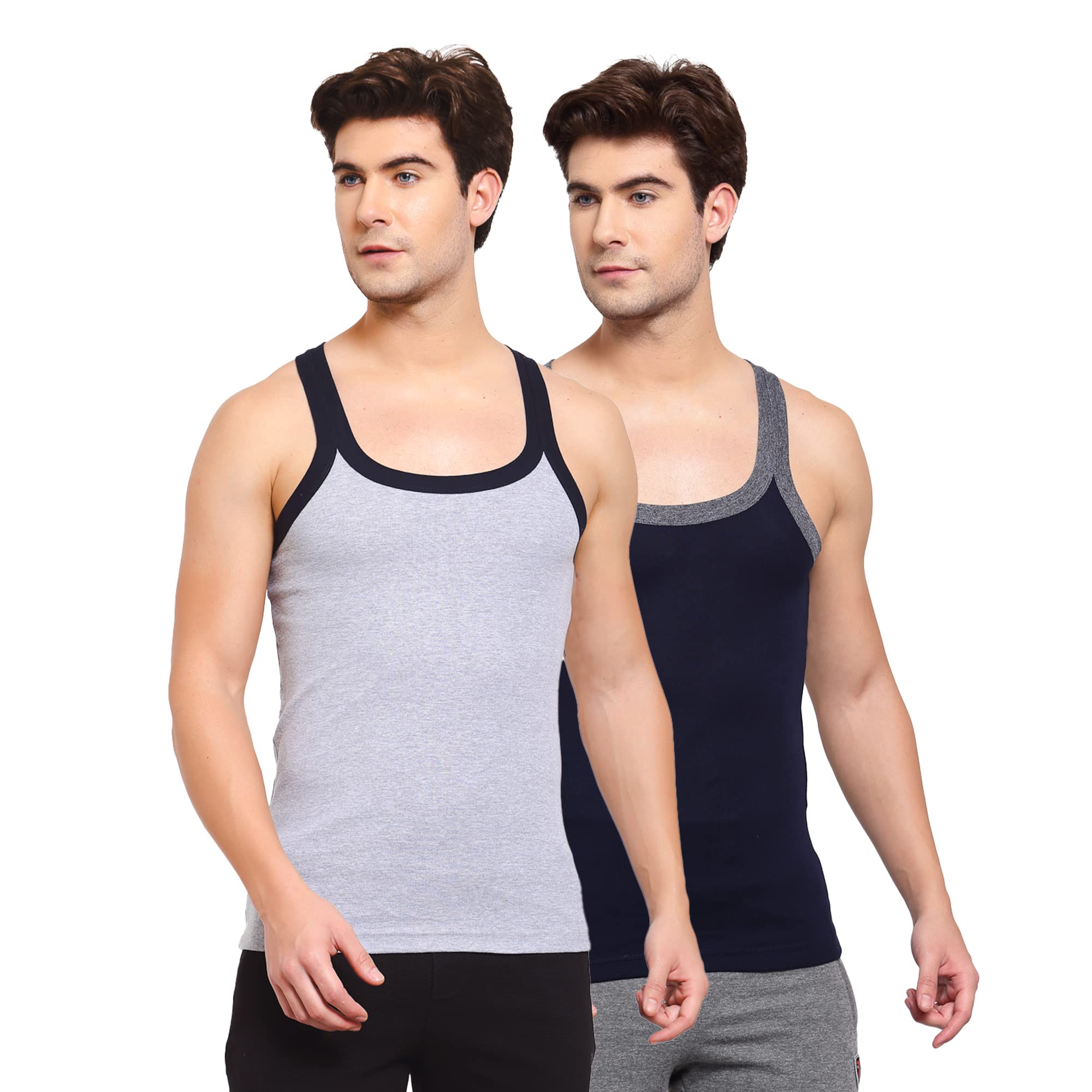sporto Men's Round Neck Solid Vest, Premium Super Soft Cotton, Ultra Light (Combo)-picture-37