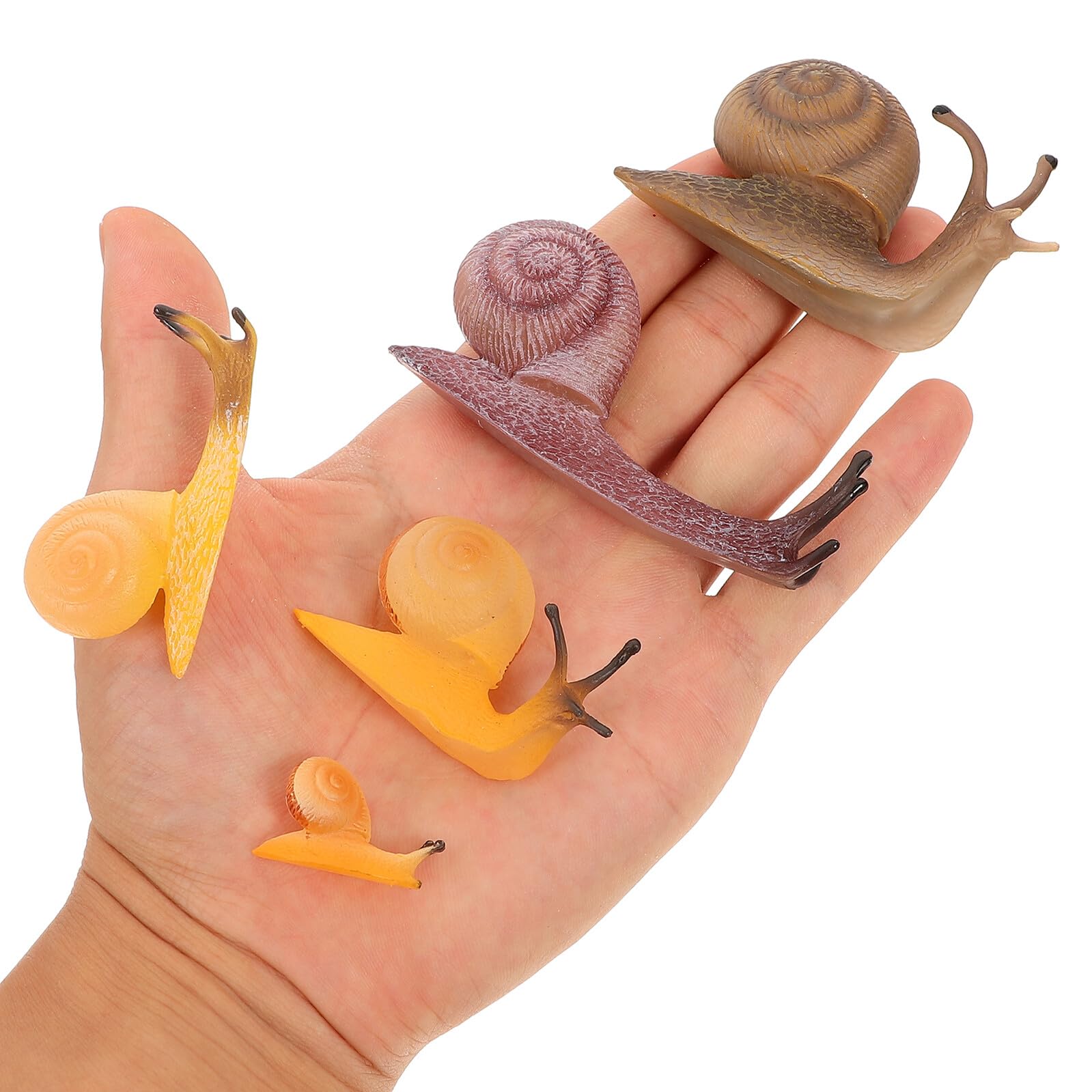 DOITOOL 5 Piezas Juguete Modelo de Caracol Figuritas Pequeñas de Animal Simulado Decoración de Caracol de Simulación para Jardín Terrario Mesa de Arena Juguete de Simulación