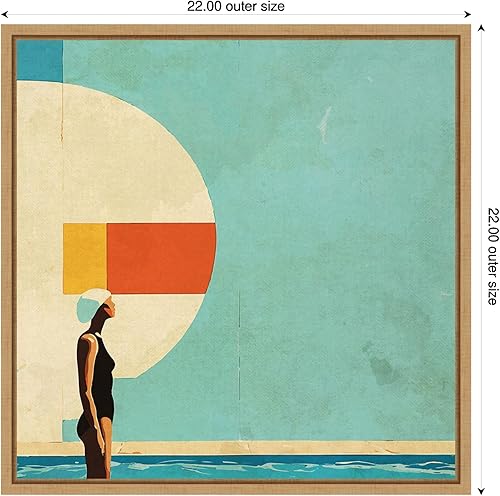 Miniatura 2 de Amanti Art Framed Canvas Wall Art 22x22 Mid Century Pool by Layla Oz, Framed Wall Art Canvas, Abstract Artwork, Modern Decor, Medium Poster Painting