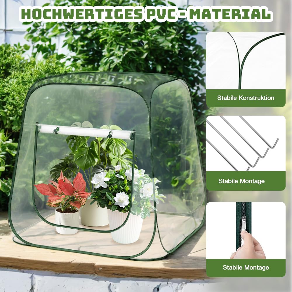 Mini Serre Pop-Up 70 X 70 X 80 Cm - Protection Hivernage Plantes - Transparente, Portable, Anti-Gel