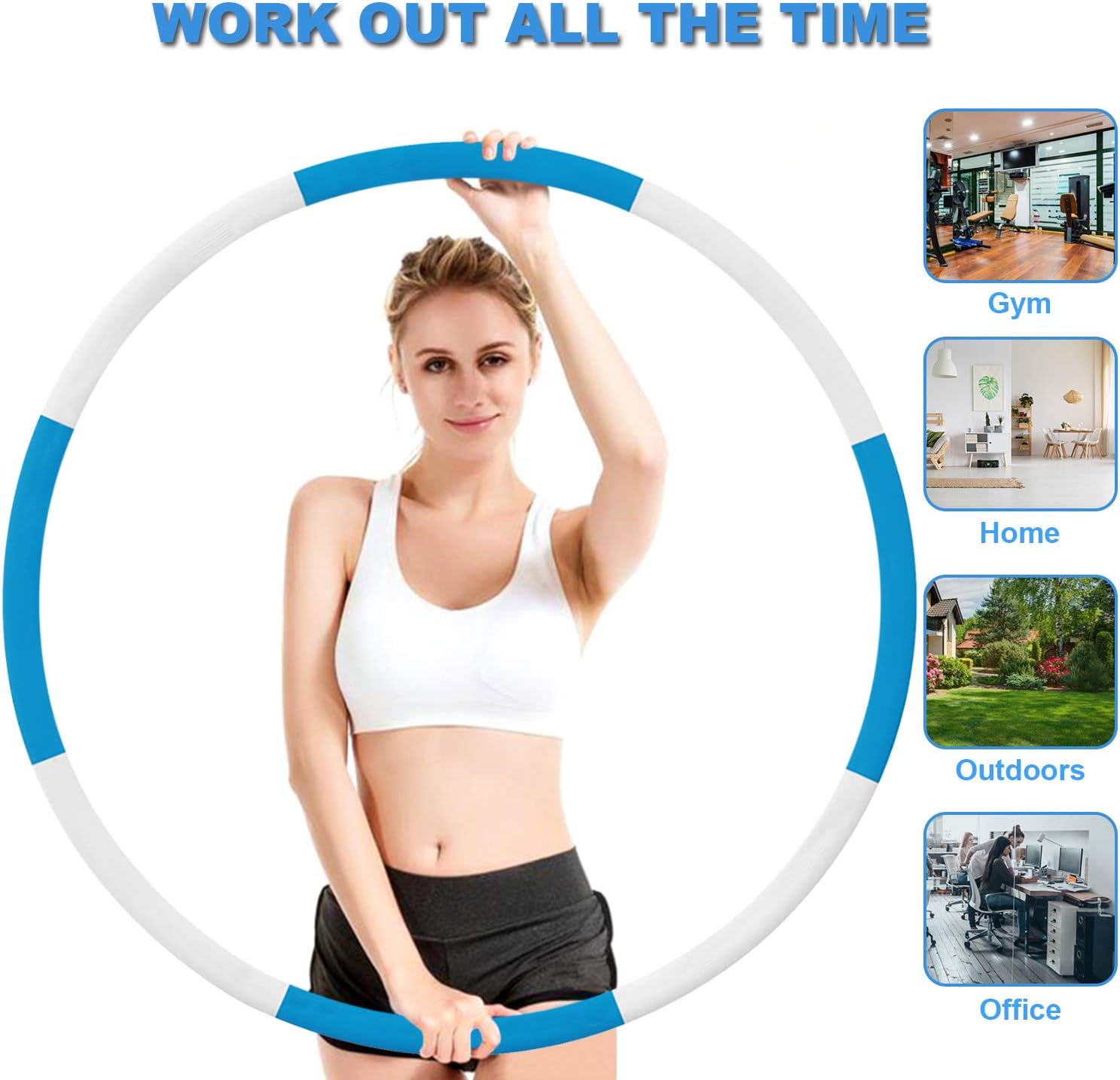 Exercise Hoops for Adults - Weighted Hoops for Exercise - Exercise Hoop for Kids, 2lb Weighted Exercise Hoop, 8 Detachable Sections - Professional Exercise Hoops