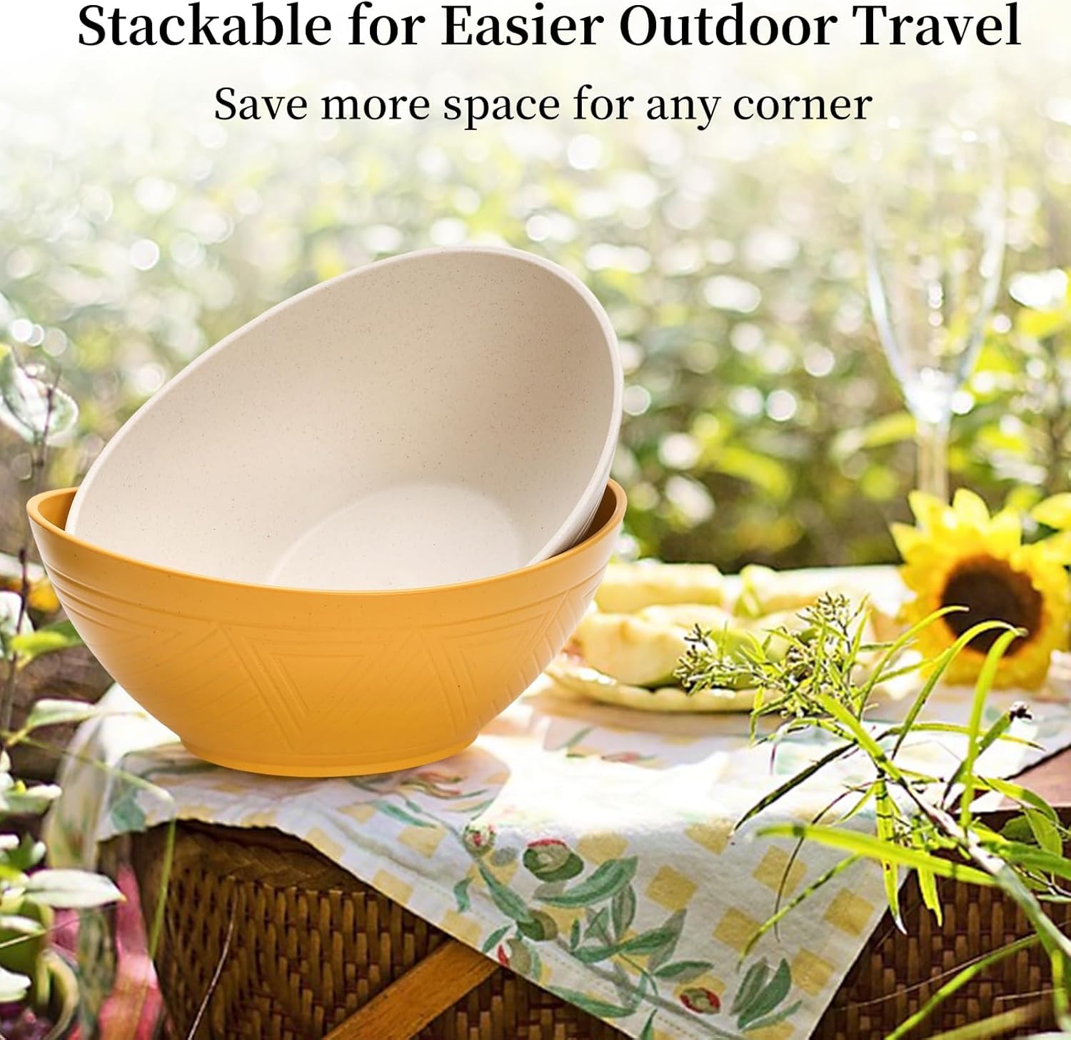 Set of 6 Wheat Straw Salad Bowls Large, 65 Oz Unbreakable Serving Bowls, Microwave & Dishwasher Safe Soup Bowls, Kitchen Bowls Set for Serving Salad, Cereal, Fruit, Chip - Image 4