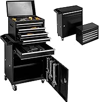 Vista 1 de SUN & SUMMER 5-Drawer Rolling Tool Chest with Wheels Tool Storage Organizer Cabinets with Lockable Drawers Tool Box with Adjustable Shelf Tool Chest