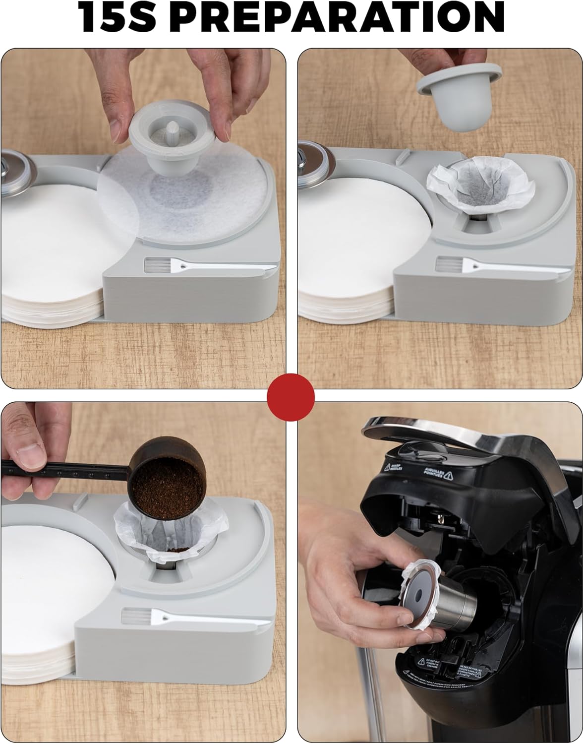 K1 Coffee Pod Maker with Reusable Coffee Pods, including 300pcs filter paper Compatible with Keurig 2.0 and 1.0 Coffee Makers machine,single serve pod coffee maker - Image 4