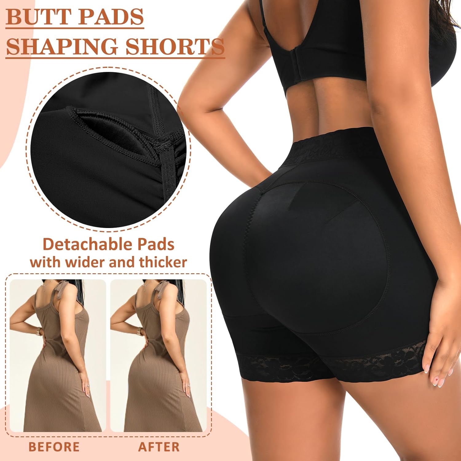 Werena Butt Lifting Shapewear Padded Underwear for Women Tummy Control Shorts Booty Pads Panties Lace Panty Girdle - Image 5