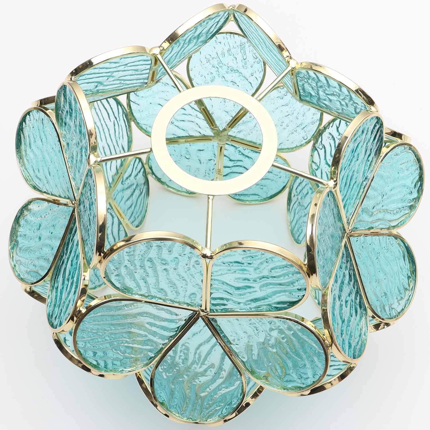 S10733 Tiffany Style - Pantalla con diseño de pétalos de flores de cristal (Textured Aqua Blue, 8 pulgadas, flor de cerezo) 8