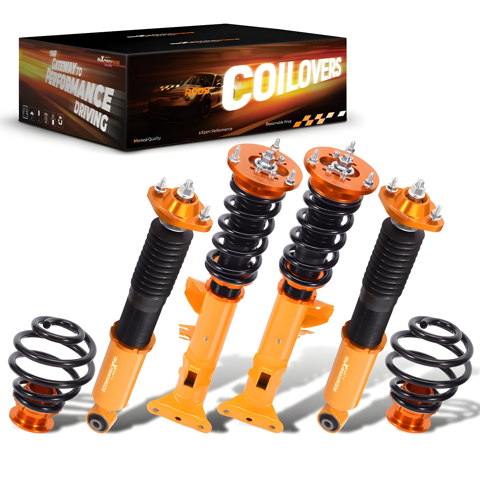 maXpeedingrods Gewindefahrwerk Sportfahrwerk für BMW 3er Compact E36 318 Ti 1994-1999 1796ccm 103KW 140 PS Pillow-Ball-Oberlager mit Sturzplatte