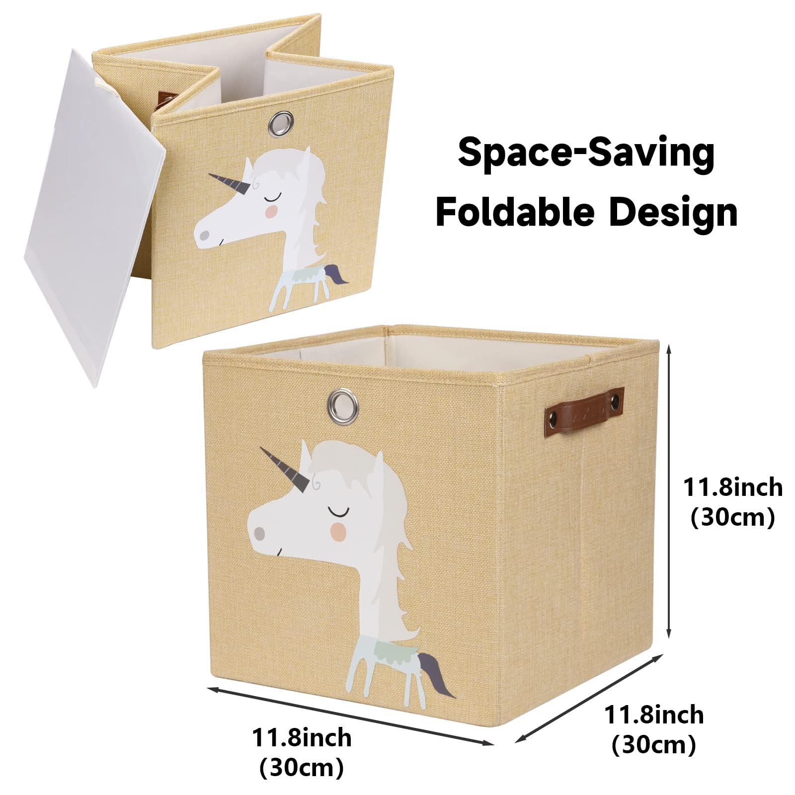 Set 4 Ceste Portaoggetti AXHOP Per Bambini - 33x33x33cm, Con Stampa Animali - Per Giocattoli, Libri, Organizzazione