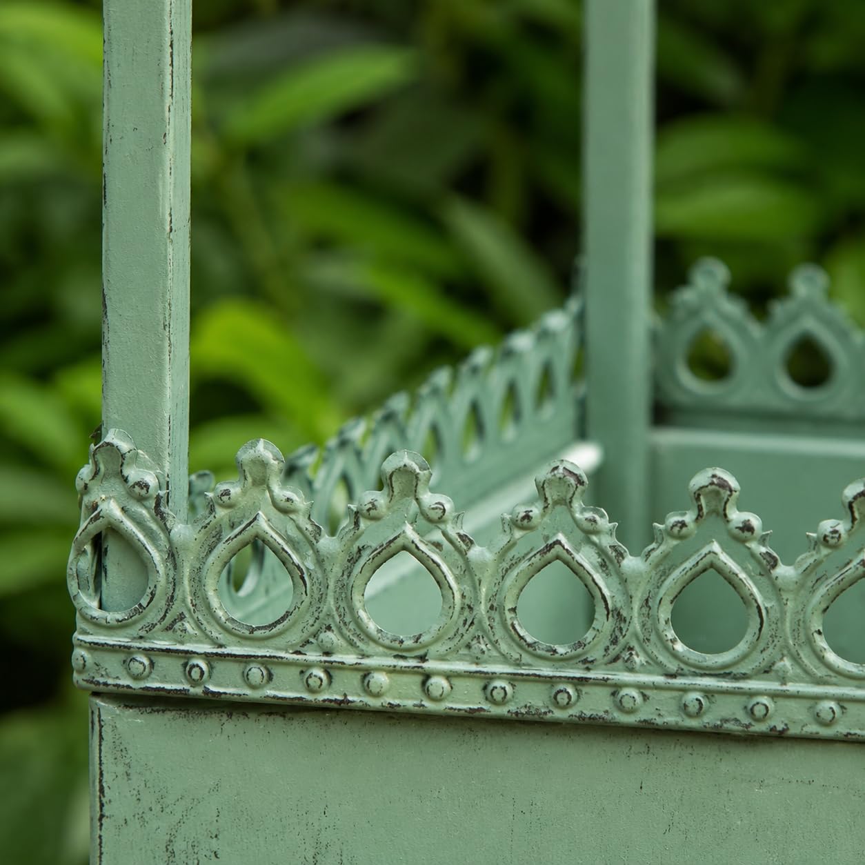 Maceta Colgante de Hierro Forjado, Estilo Vintage, para Exterior, con Cadena, macetero Cuadrado Pintado con Drenaje, Verde Envejecido