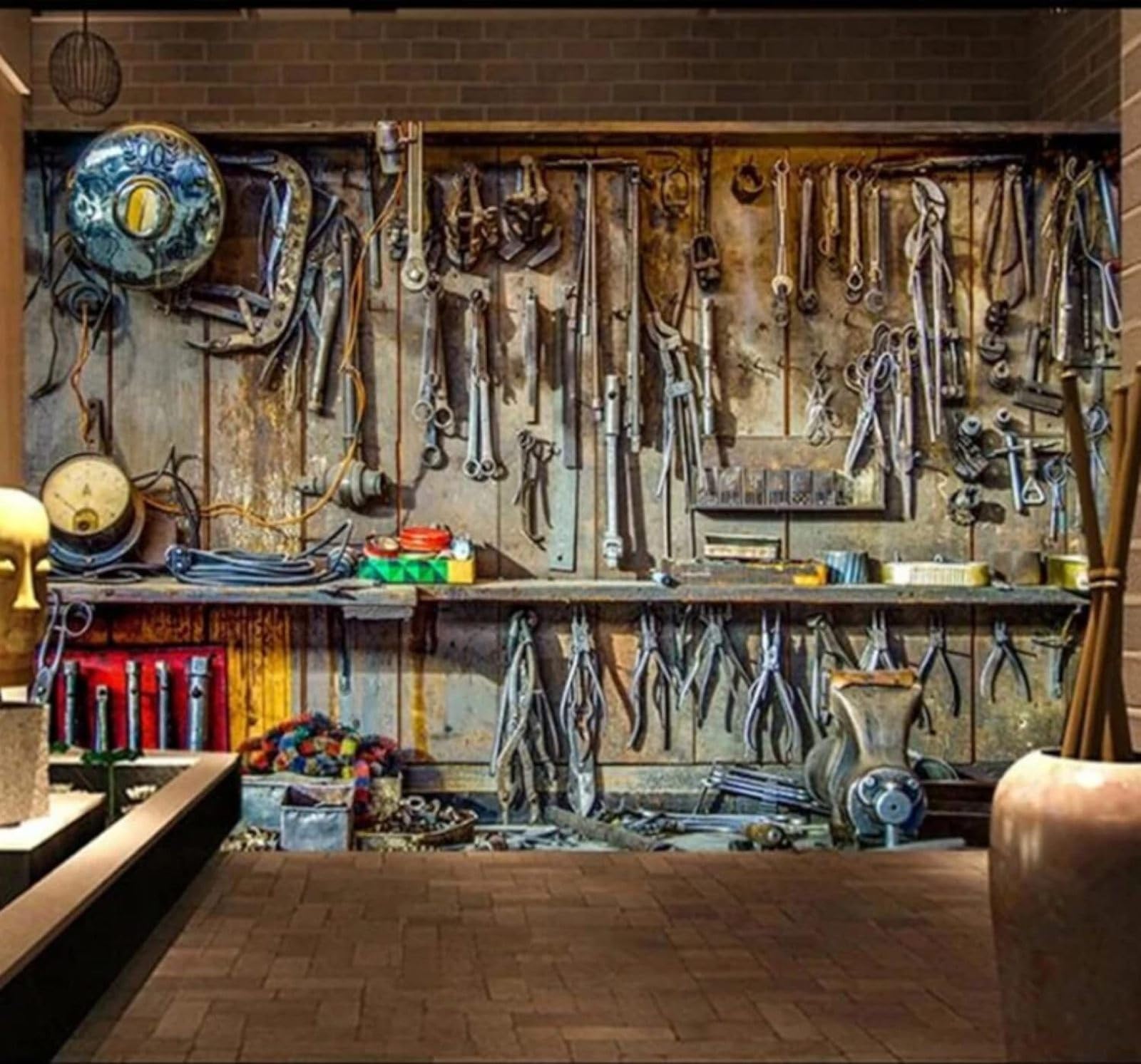 XLMING Retro Nostalgic Tools Industrial Style Art 3D Wallpaper Luxury Home Dining Decor Paste Sofa Living Room The Wall for Bedroom Mural-400cm×280cm