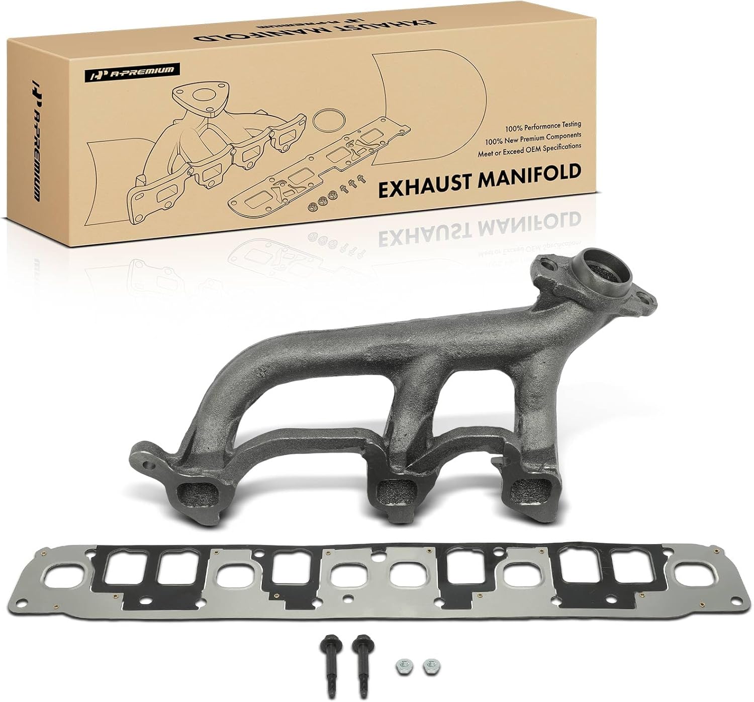 A-Premium L6 4.0L Exhaust Manifold Kit W/Gaskets & Bolts & Nuts Compatible with Jeep WJ Series Grand Cherokee 1999-2004, Cherokee 2000-2001, TJ/Wrangler 2000-2006, Front Side