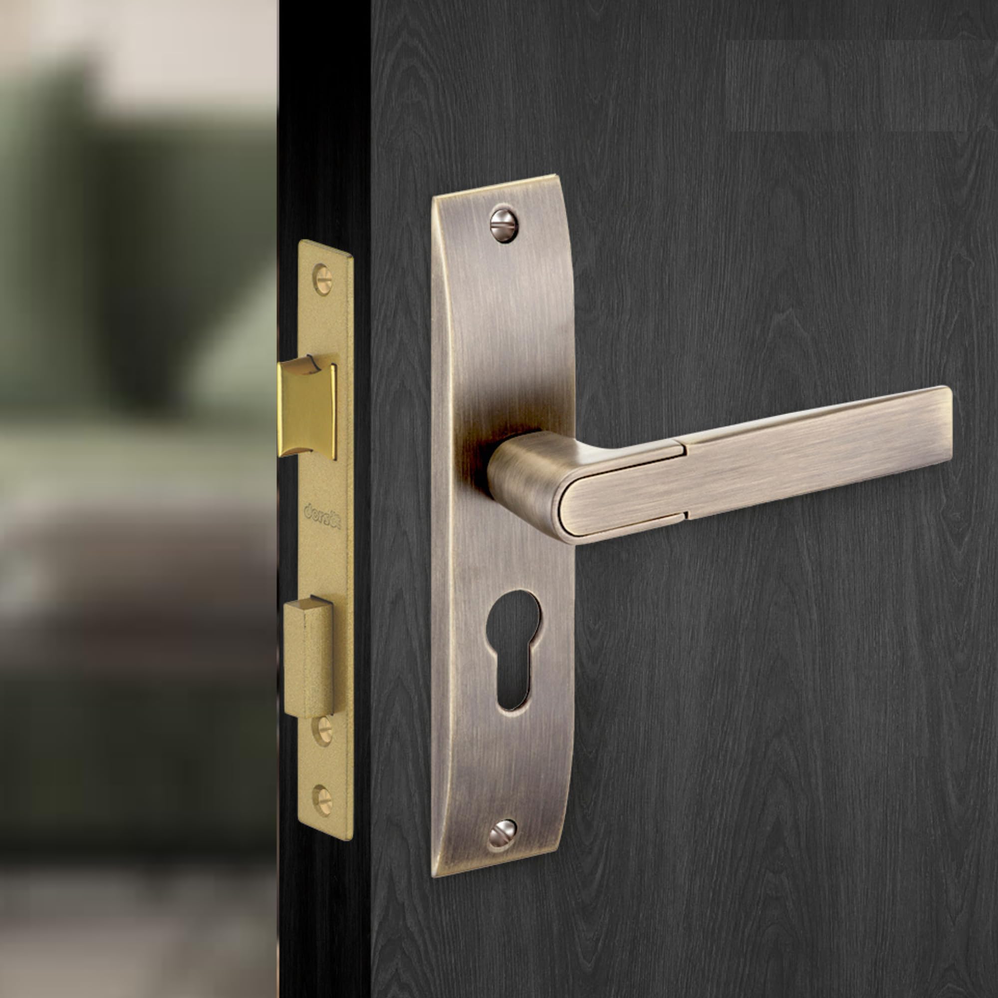Dorset Zovi Handle On Plate 8 inch -Mortise Lock Without Cylinder