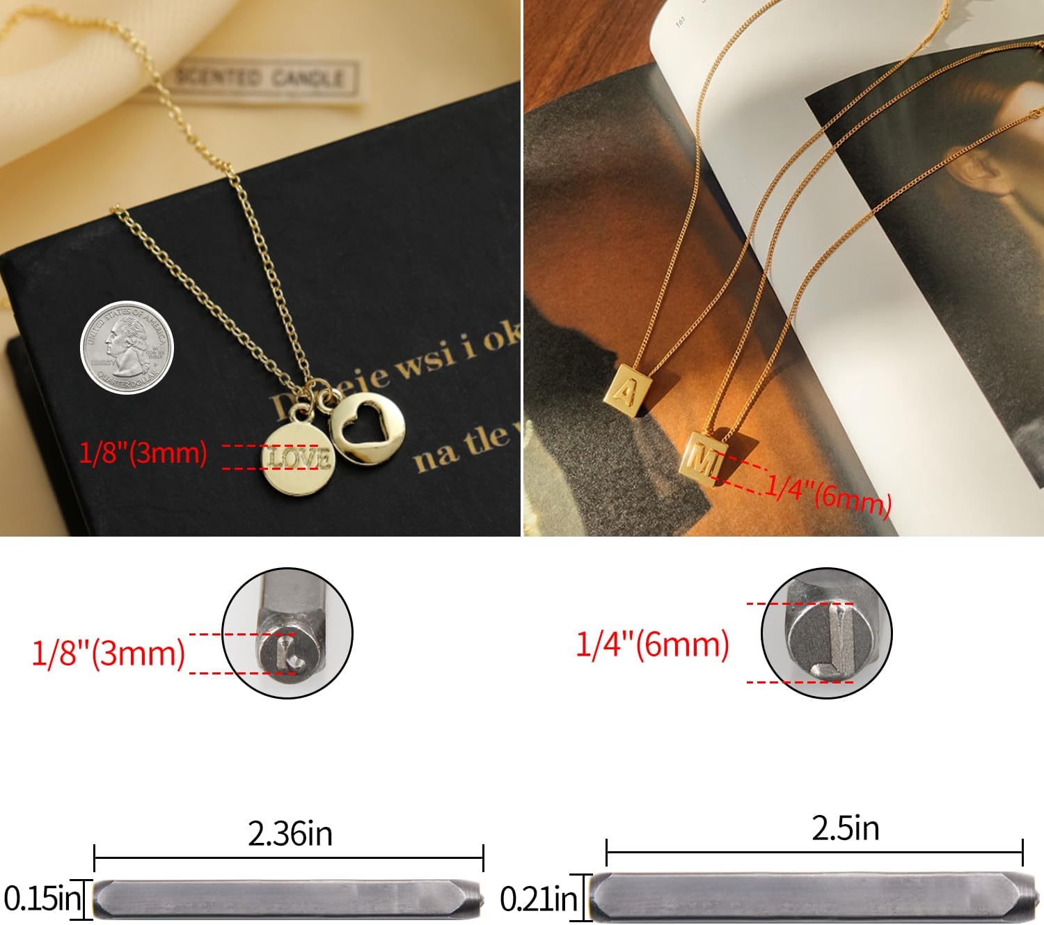 Metal Stamping Kit, Complete Jewelry Making Stamping Tools with 6mm Font Uppercase, Number Punches & 3mm Lowercase Letter, Metal Stamping Jig, Hammer and Steel Bench Block