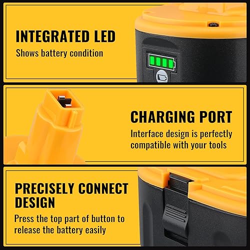Miniatura 4 de Paquete de 2 baterías de repuesto de 18 V 6000 mAh para baterías Dewalt XRP DC9096 de iones de litio Dewalt, compatible con herramientas eléctricas
