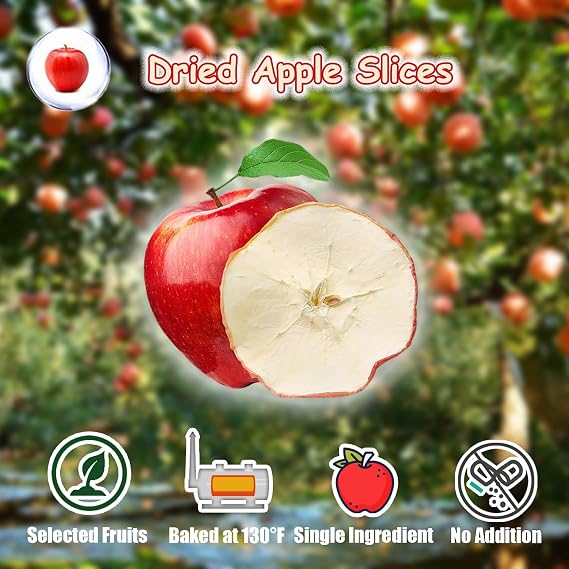KachiKachi Dried Apple Slices - 3.5oz 100g, Not Peeled
